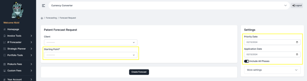 IP Forecaster settings